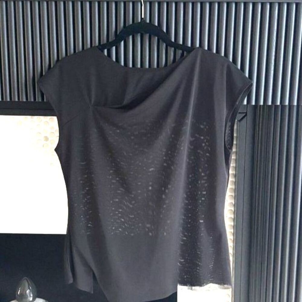 ISLE by Melis Kargin Black Mesh Cowl Top L Anthro Revolve Sheer Blouse Worn Once